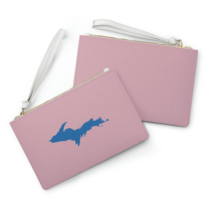 Michigan Upper Peninsula Clutch Bag (Pink w/ Azure UP Outline)