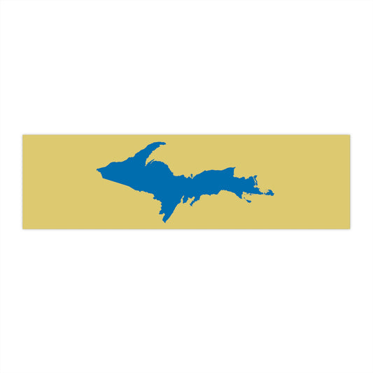 Michigan Upper Peninsula Bumper Sticker (w/ Azure UP Outline) | Plum Yellow Background