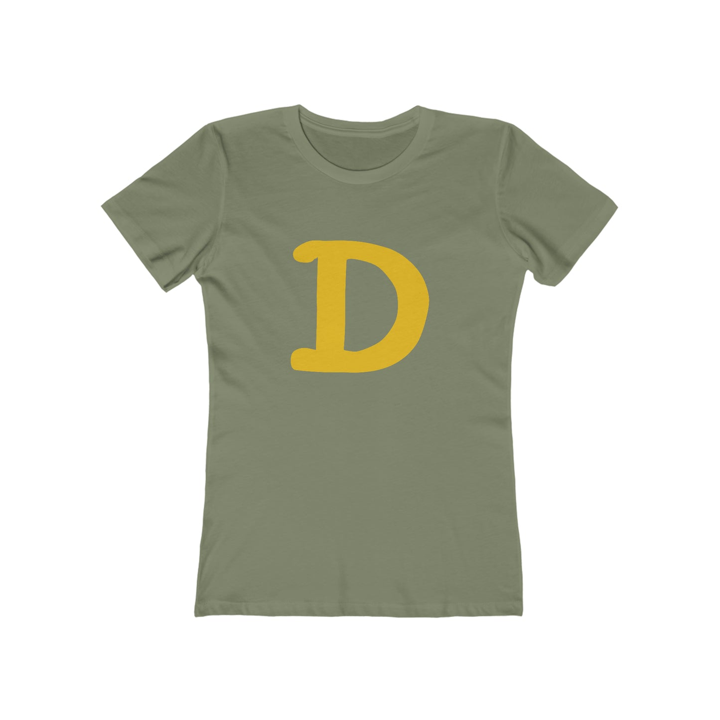 Detroit 'Old French D' T-Shirt (Gold Full Body Outline) | Women's Boyfriend Cut