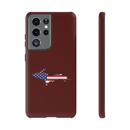 Michigan Upper Peninsula Tough Phone Case (Cherrywoold Color w/ UP USA Flag Outline) | Samsung & Pixel Android