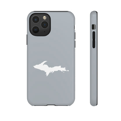 Michigan Upper Peninsula Tough Phone Case (Silver w/ UP Outline) | Apple iPhone