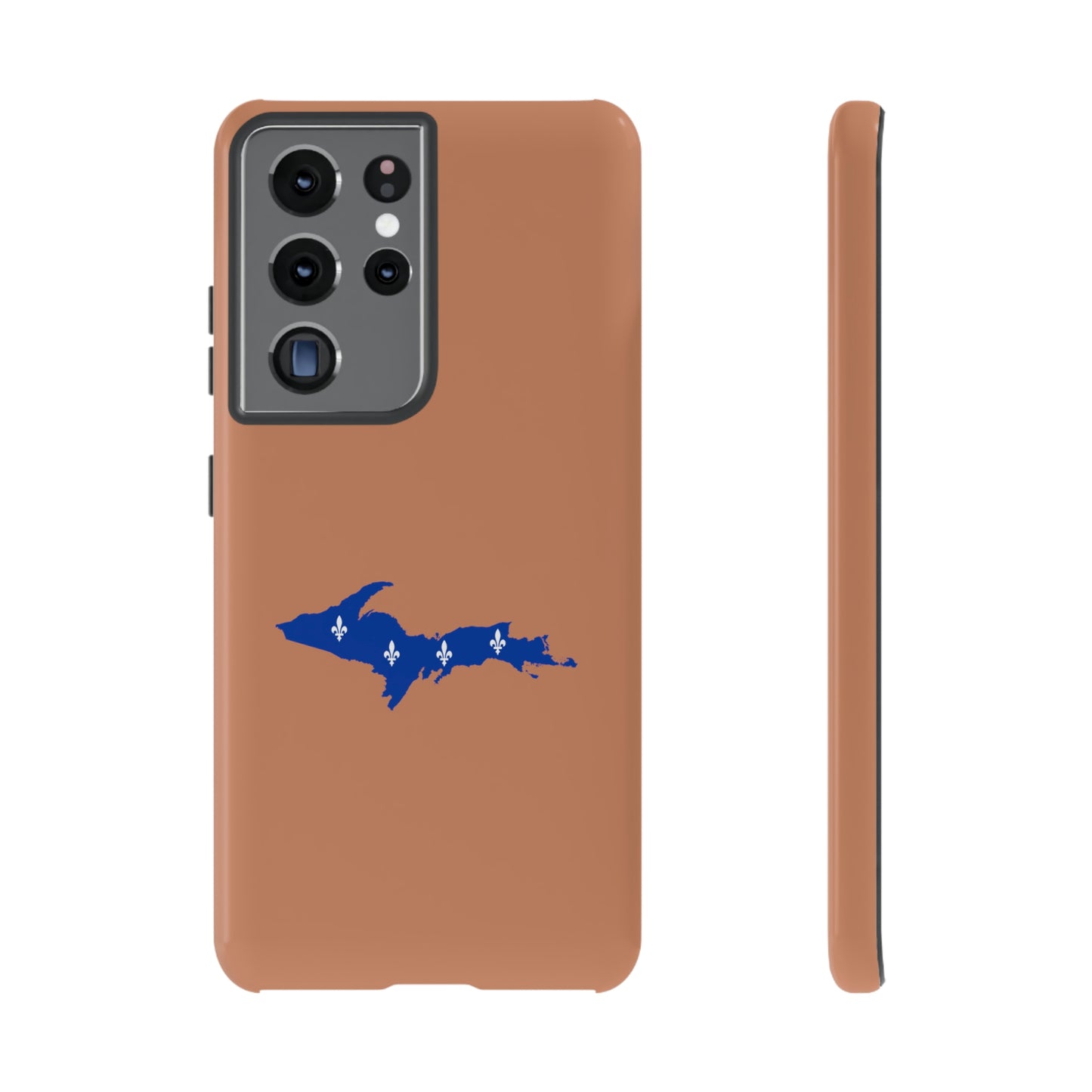 Michigan Upper Peninsula Tough Phone Case (Copper Color w/ UP Quebec Flag Outline) | Samsung & Pixel Android