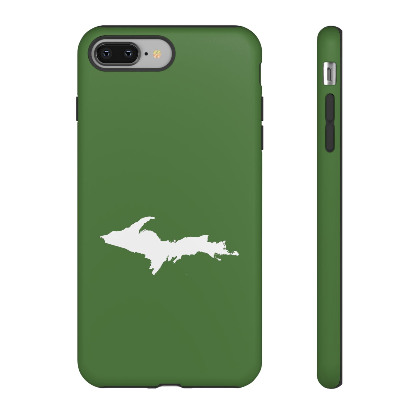 Michigan Upper Peninsula Tough Phone Case (Pine Green w/ UP Outline) | Apple iPhone