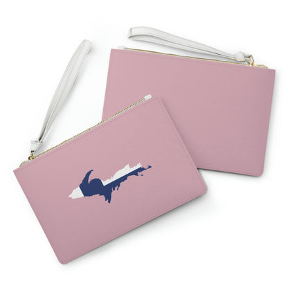 Michigan Upper Peninsula Clutch Bag (Pink w/ UP Finland Flag Outline)