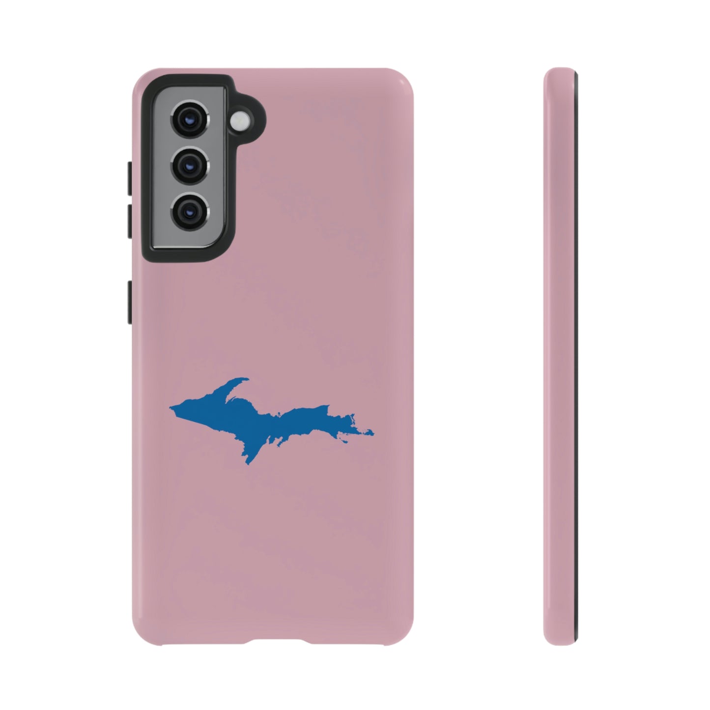 Michigan Upper Peninsula Tough Phone Case (Pink w/ Azure UP Outline) | Samsung & Pixel Android