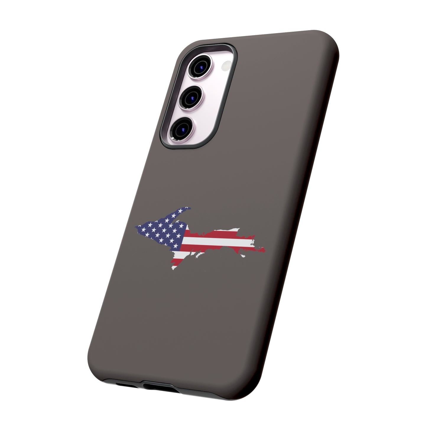 Michigan Upper Peninsula Tough Phone Case (Warren Tank Grey w/ UP USA Flag Outline) | Samsung & Pixel Android