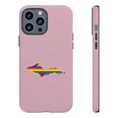 Michigan Upper Peninsula Tough Phone Case (Pink w/ UP Pride Flag Outline) | Apple iPhone