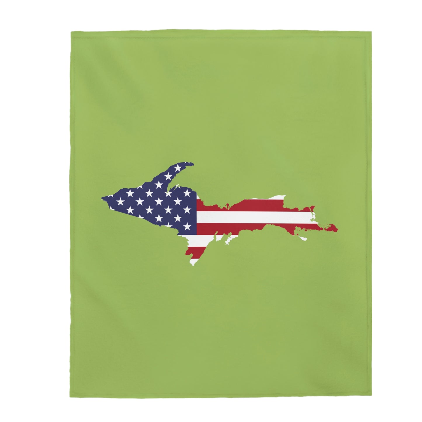 Michigan Upper Peninsula Plush Blanket (w/ UP USA Flag Outline) | Gooseberry Green