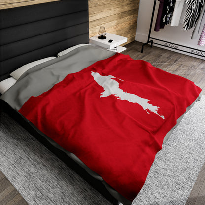 Michigan Upper Peninsula Plush Blanket (w/ UP Outline) | Lighthouse Red