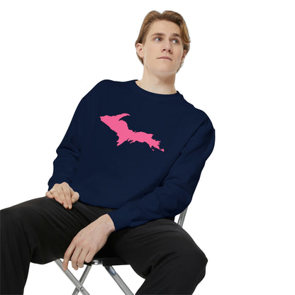 Michigan Upper Peninsula Sweatshirt (w/ Pink UP Outline) | Unisex Garment Dyed