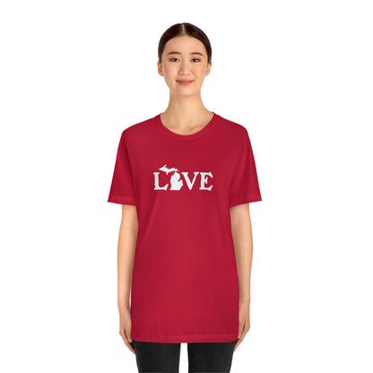 Michigan 'Love' T-Shirt (Woodcut Font) | Unisex Standard Fit