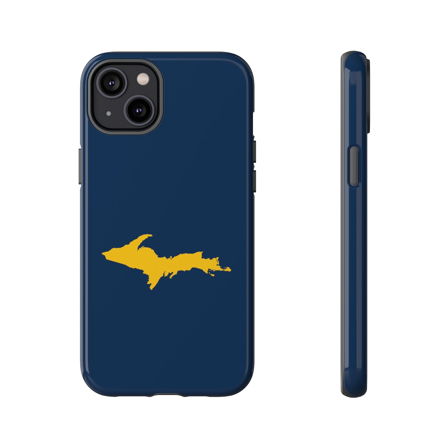 Michigan Upper Peninsula Tough Phone Case (Navy w/ Gold UP Outline) | Apple iPhone