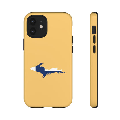 Michigan Upper Peninsula Tough Phone Case (Citrine w/ UP Finland Flag Outline) | Apple iPhone