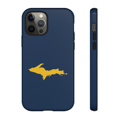 Michigan Upper Peninsula Tough Phone Case (Navy w/ Gold UP Outline) | Apple iPhone