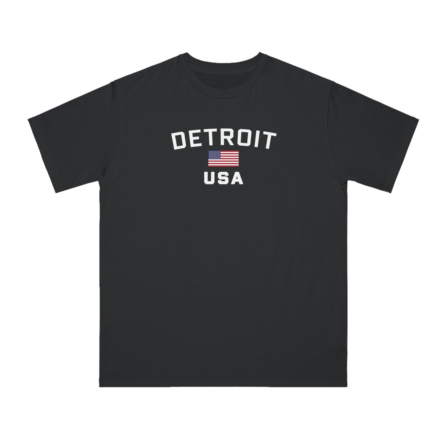 'Detroit USA' T-Shirt (w/ USA Flag) | Organic Unisex