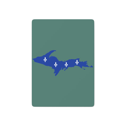 Michigan Upper Peninsula Poker Cards (Copper Green w/ UP Quebec Flag Outline)