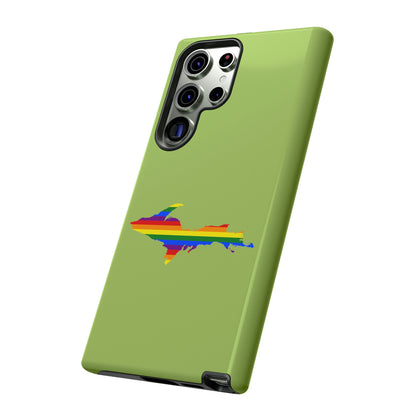 Michigan Upper Peninsula Tough Phone Case (Gooseberry Green w/ UP Pride Flag Outline) | Samsung & Pixel Android