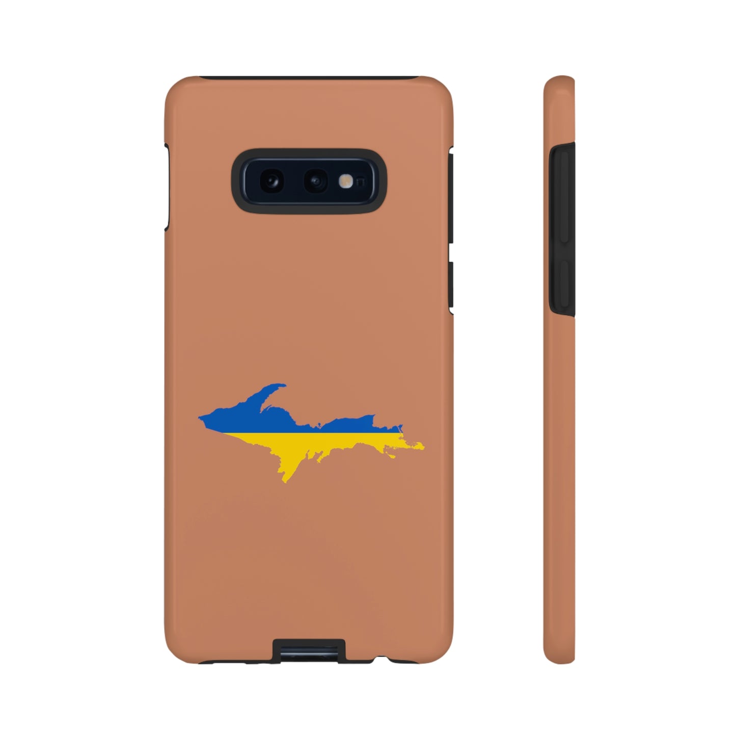 Michigan Upper Peninsula Tough Phone Case (Copper Color w/ UP Ukraine Flag Outline) | Samsung & Pixel Android