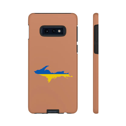 Michigan Upper Peninsula Tough Phone Case (Copper Color w/ UP Ukraine Flag Outline) | Samsung & Pixel Android