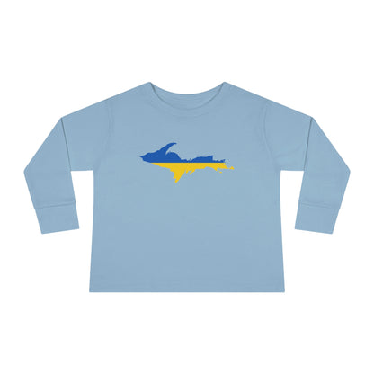 Michigan Upper Peninsula T-Shirt (w/ UP Ukraine Flag Outline) | Toddler Long Sleeve