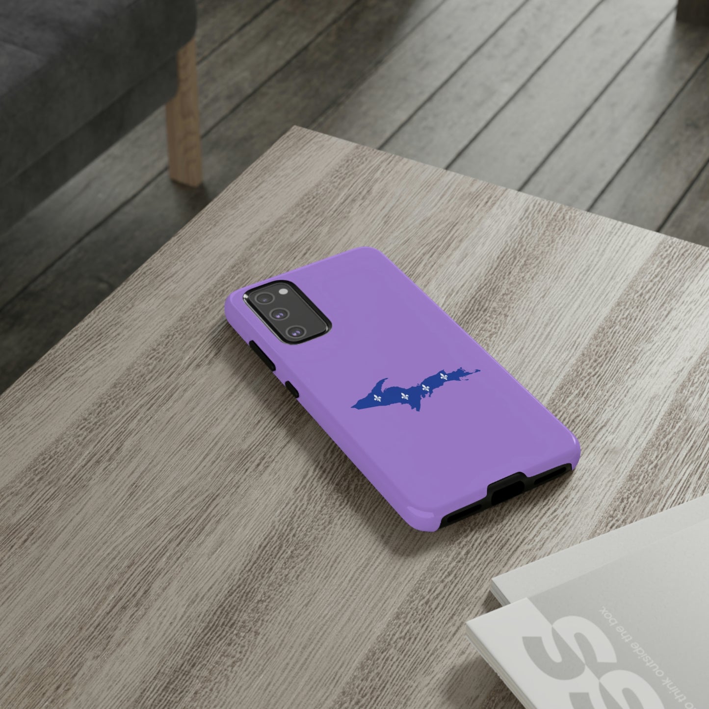 Michigan Upper Peninsula Tough Phone Case (Lavender w/ UP Quebec Flag Outline) | Samsung & Pixel Android