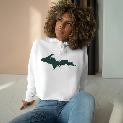 Michigan Upper Peninsula Cropped Hoodie (w/ Green UP Outline)