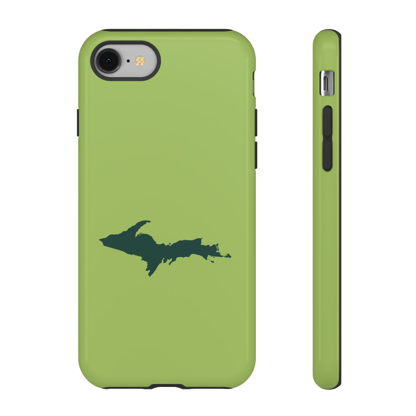 Michigan Upper Peninsula Tough Phone Case (Gooseberry Green w/ Green UP Outline) | Apple iPhone