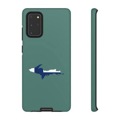 Michigan Upper Peninsula Tough Phone Case (Copper Green w/ UP Finland Flag Outline) | Samsung & Pixel Android