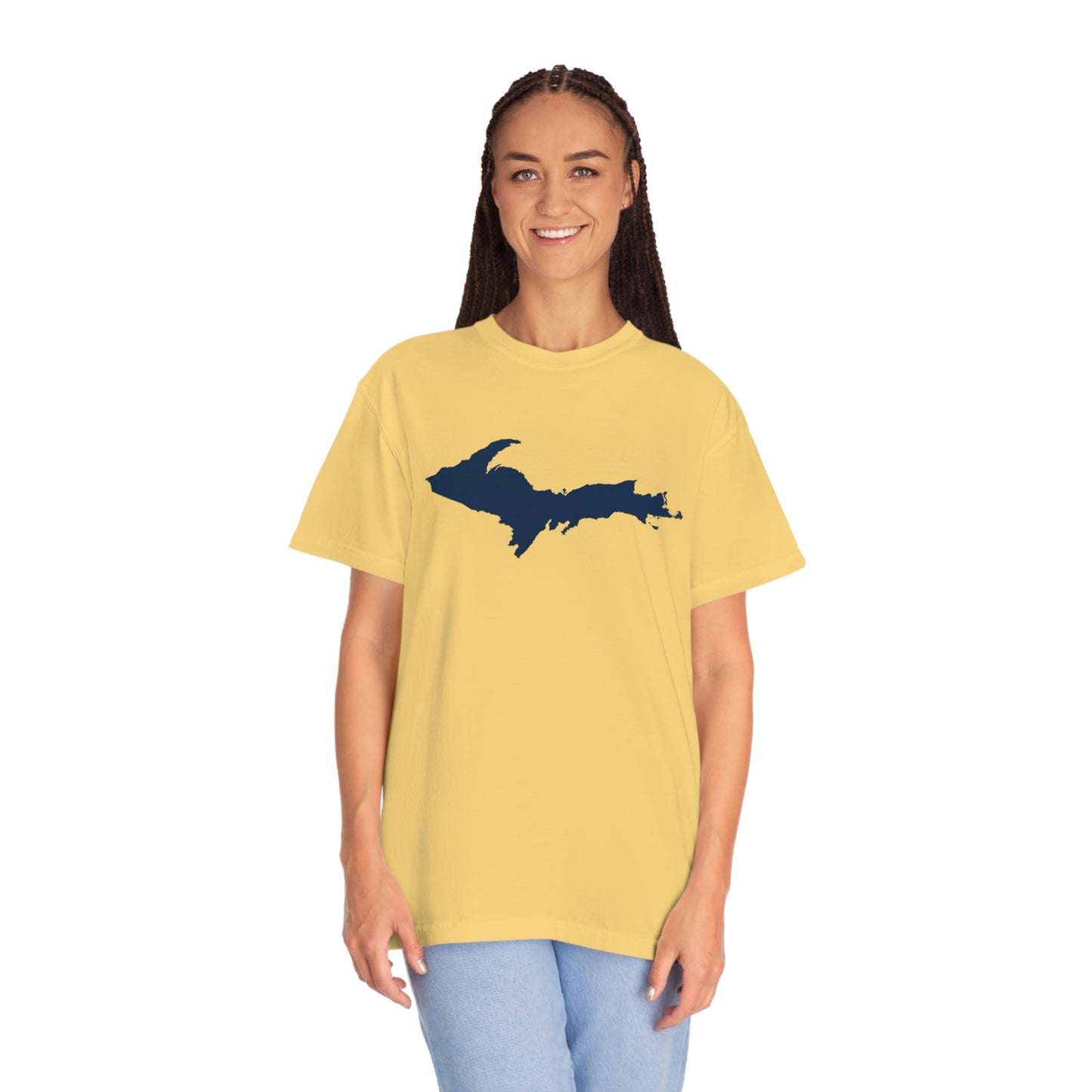 Michigan Upper Peninsula T-Shirt (w/ Navy UP Outline) | Unisex Garment-Dyed