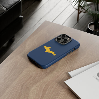 Michigan Upper Peninsula Tough Phone Case (Navy w/ Gold UP Outline) | Apple iPhone