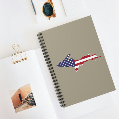 Michigan Upper Peninsula Spiral Notebook (w/ UP USA Flag Outline) | Petoskey Stone Beige