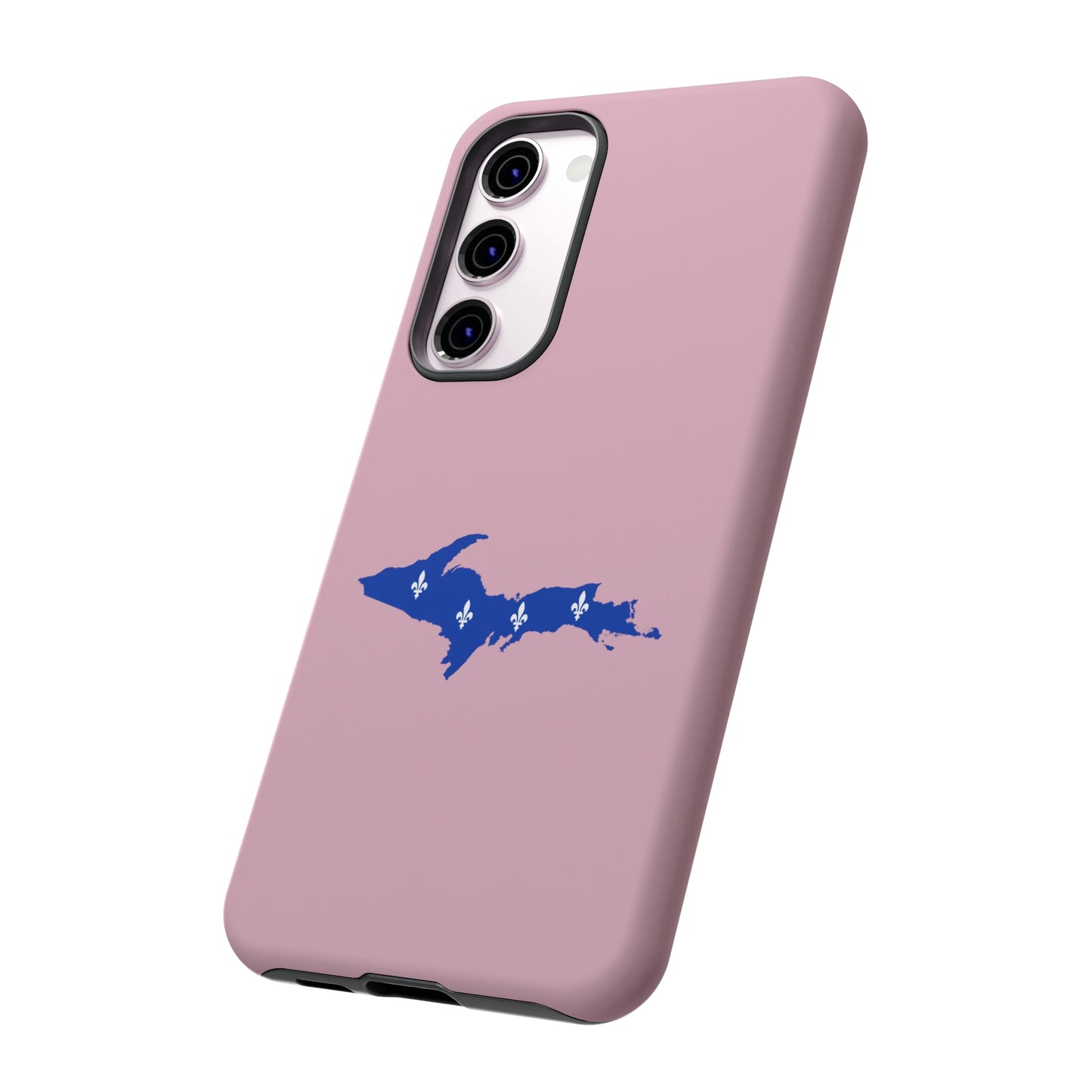 Michigan Upper Peninsula Tough Phone Case (Pink w/ UP Quebec Flag Outline) | Samsung & Pixel Android