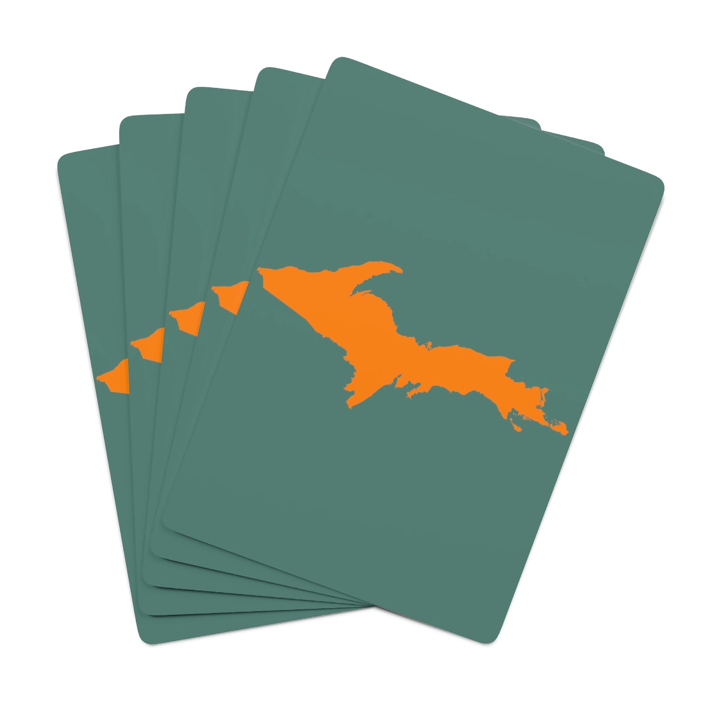 Michigan Upper Peninsula Poker Cards (Copper Green w/ Orange UP Outline)