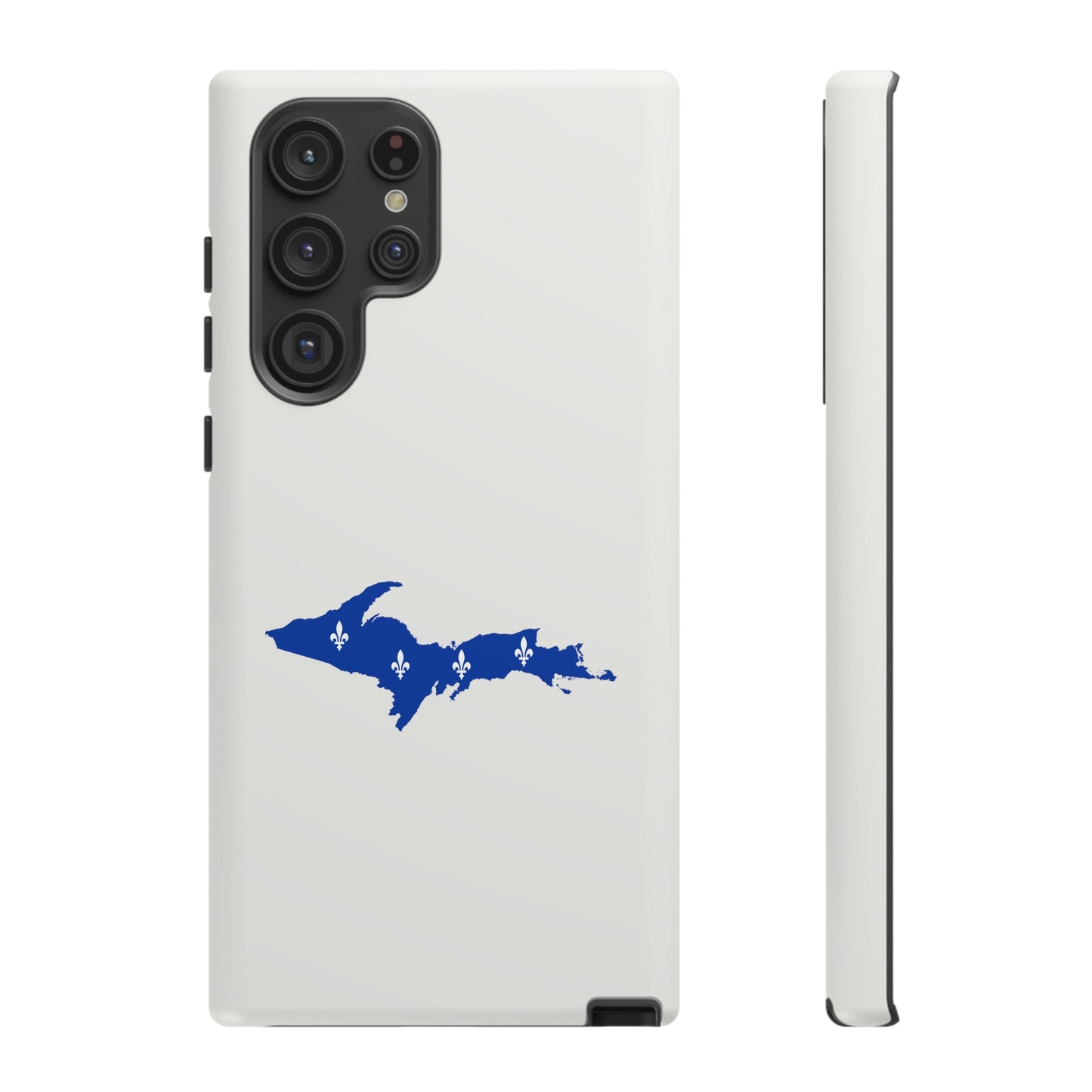 Michigan Upper Peninsula Tough Phone Case (Birch Bark White w/ UP Quebec Flag Outline) | Samsung & Pixel Android