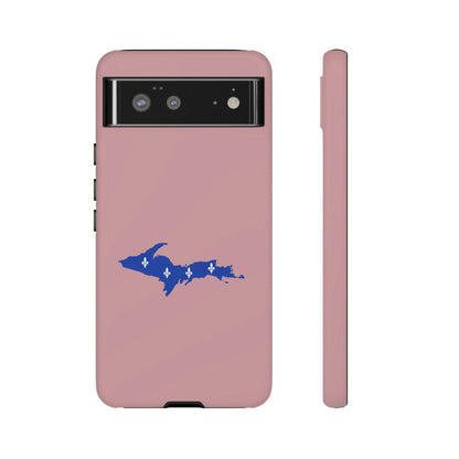 Michigan Upper Peninsula Tough Phone Case (Cherry Blossom Pink w/ UP Quebec Flag Outline) | Samsung & Pixel Android