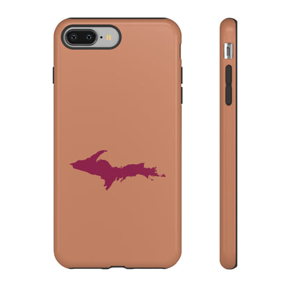 Michigan Upper Peninsula Tough Phone Case (Copper Color w/ Ruby UP Outline) | Apple iPhone