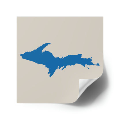 Michigan Upper Peninsula Square Sticker (Canvas Color w/ Azure UP Outline) | Indoor/Outdoor