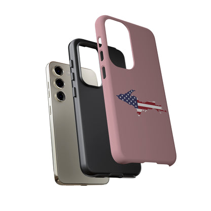 Michigan Upper Peninsula Tough Phone Case (Cherry Blossom Pink w/ UP USA Flag Outline) | Samsung & Pixel Android