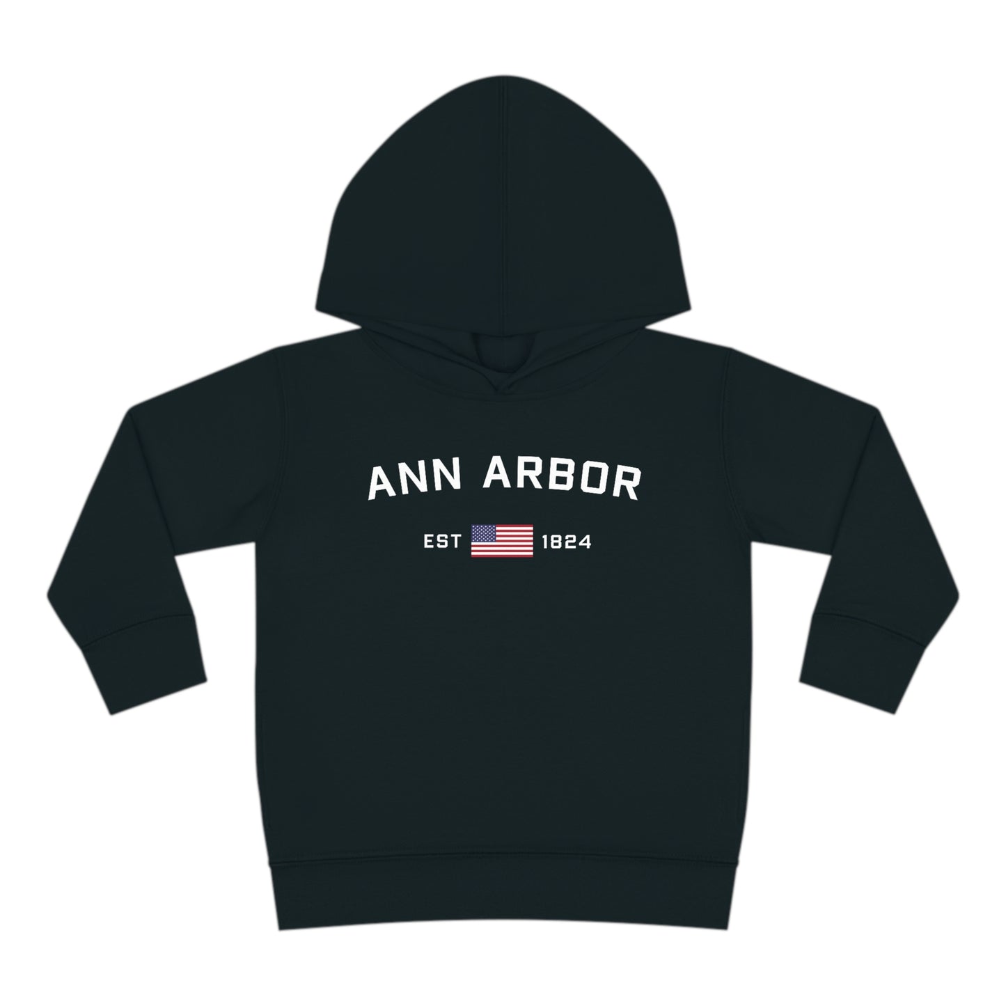 'Ann Arbor EST 1824' Hoodie (w/USA Flag Outline) | Unisex Toddler