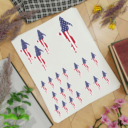 Michigan Upper Peninsula Sticker Sheets (w/ MI USA Flag Outline) | US Letter Size - 5 Sheets