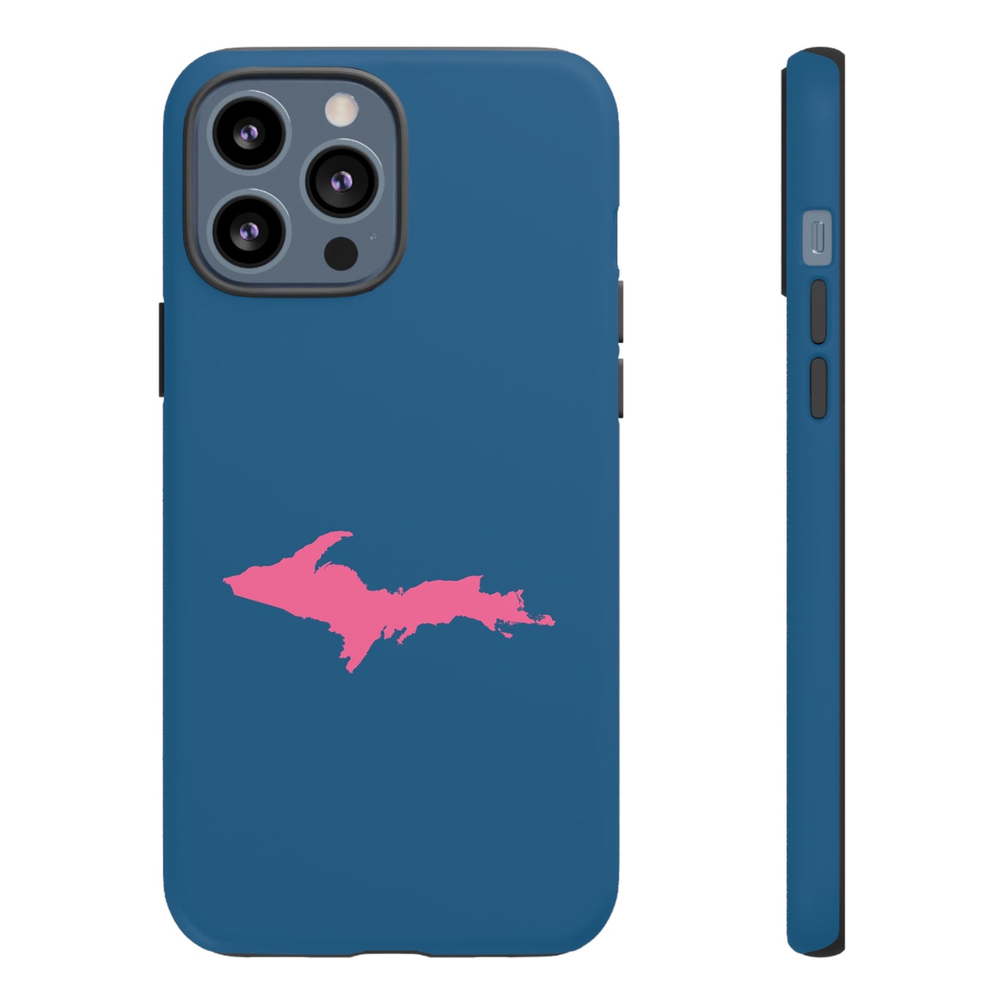 Michigan Upper Peninsula Tough Phone Case (Blueberry w/ Pink UP Outline) | Apple iPhone