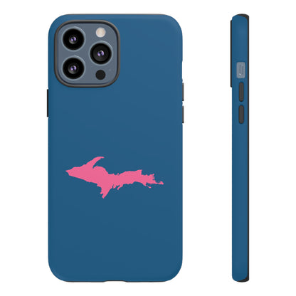 Michigan Upper Peninsula Tough Phone Case (Blueberry w/ Pink UP Outline) | Apple iPhone