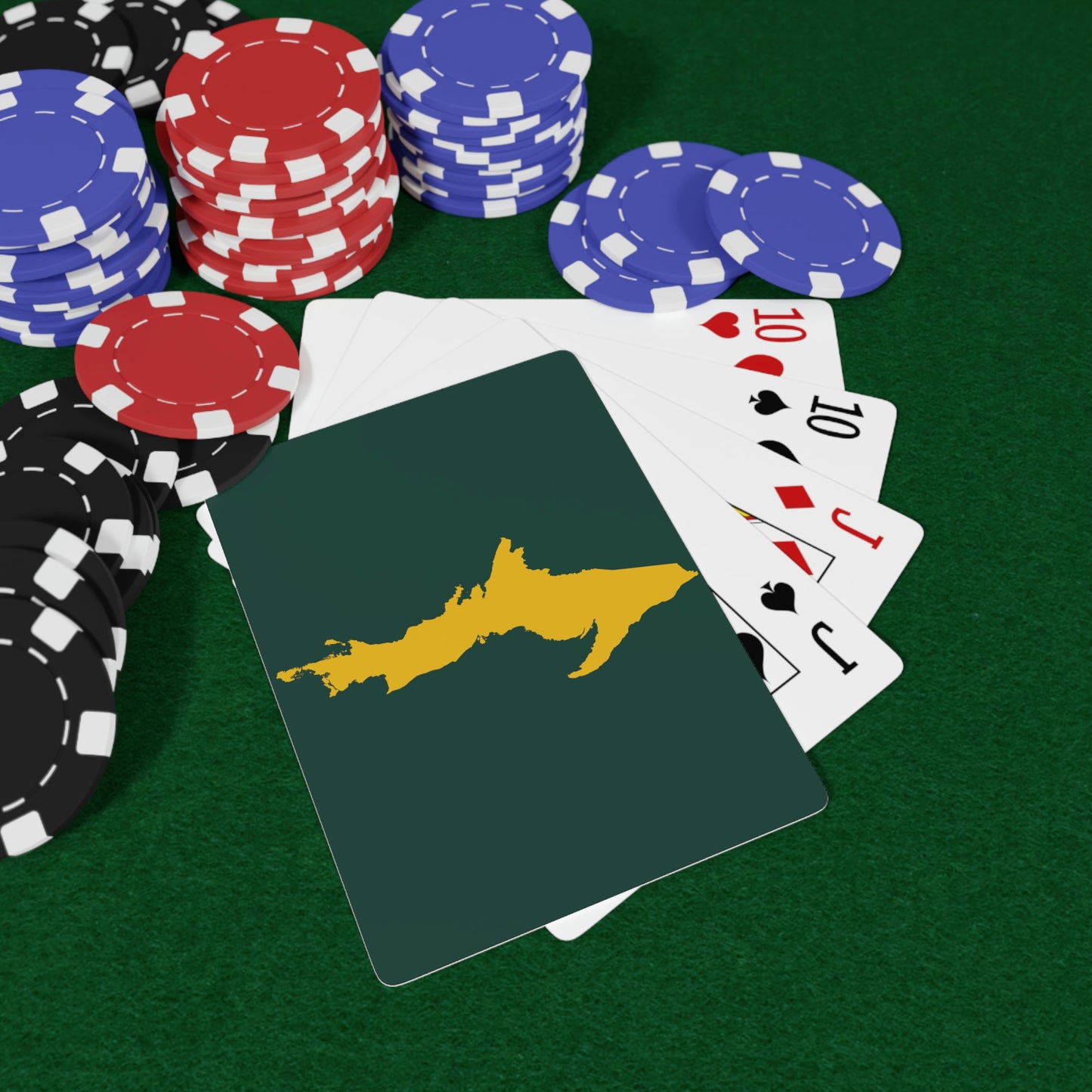 Michigan Upper Peninsula Poker Cards (Green w/ Gold UP Outline)