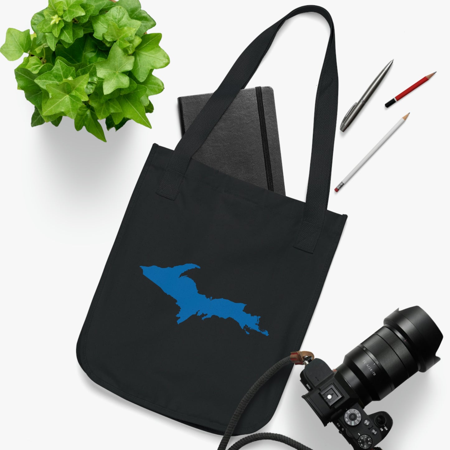 Michigan Upper Peninsula Heavy Tote Bag (w/ Azure UP Outline)