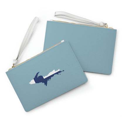 Michigan Upper Peninsula Clutch Bag (Opal Blue w/ UP Finland Flag Outline)