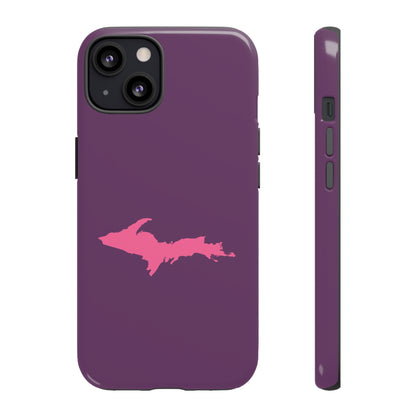 Michigan Upper Peninsula Tough Phone Case (Plum w/ Pink UP Outline) | Apple iPhone