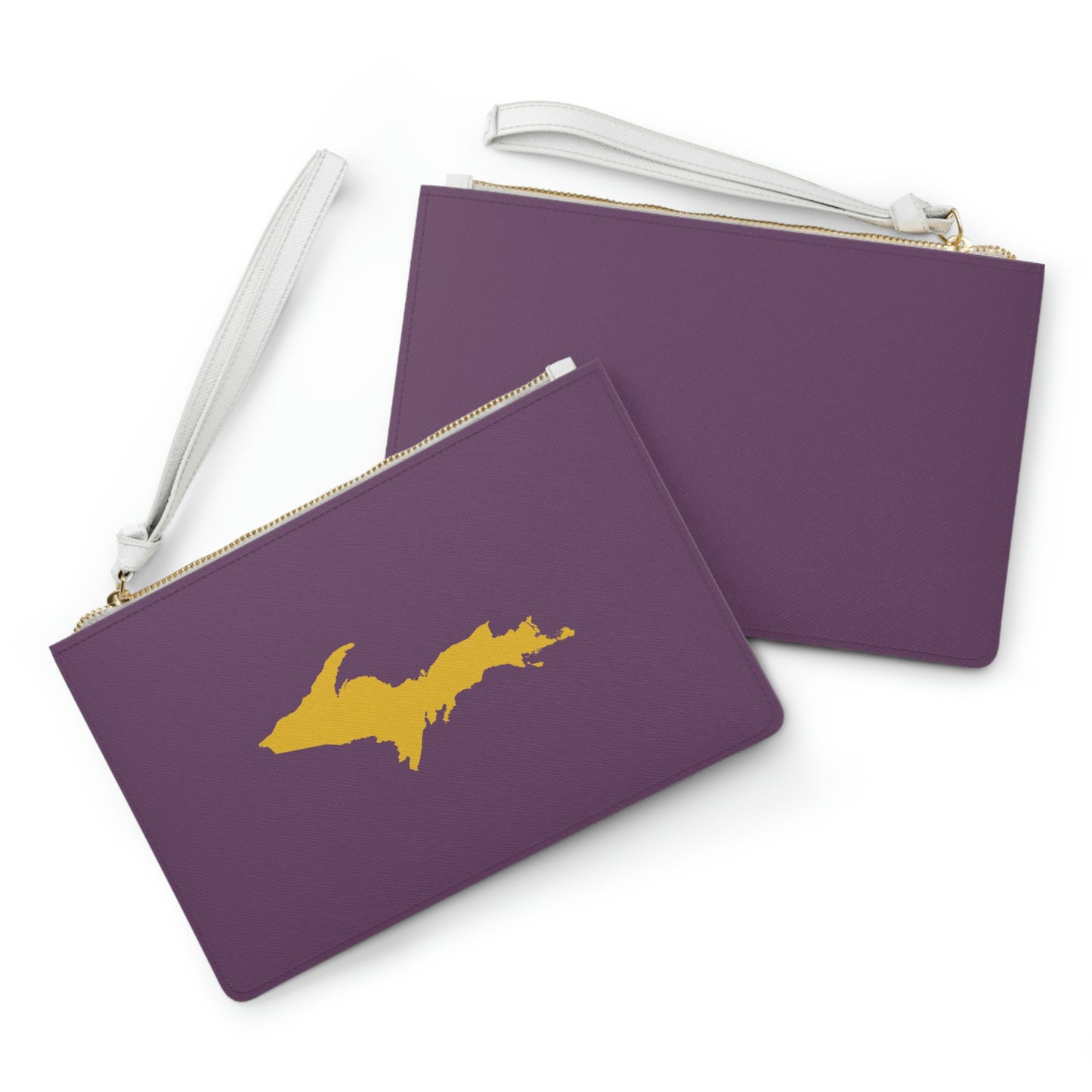 Michigan Upper Peninsula Clutch Bag (Plum w/ Gold UP Outline)