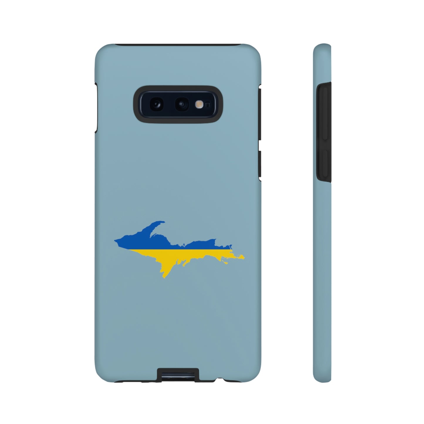 Michigan Upper Peninsula Tough Phone Case (Opal Blue w/ UP Ukraine Flag Outline) | Samsung & Pixel Android