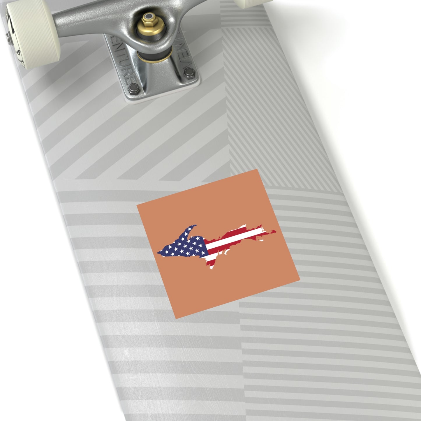 Michigan Upper Peninsula Square Sticker (Copper w/ UP USA Flag Outline) | Indoor/Outdoor