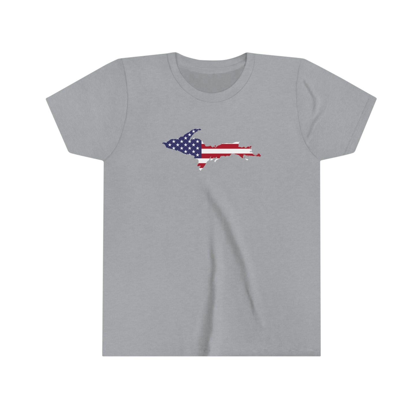 Michigan Upper Peninsula T-Shirt (w/ MI USA Flag Outline) | Youth Short Sleeve